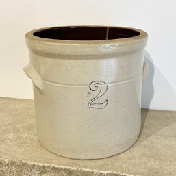 Two Gallon Stoneware Crock With  Handles
