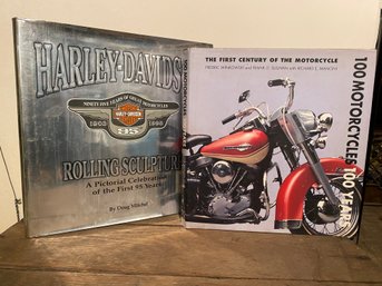 Pair Of Harley Davidson And Motorcycle Coffee Table Books