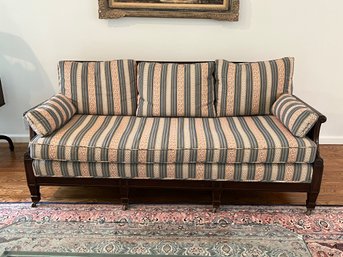Vintage Regency Rattan Custom Upholstered Sofa