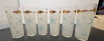 Set Of 6 MCM Snowflake Starburst Highballs