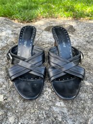 Yves Saint Laurent Black Leather Sandals Size 36