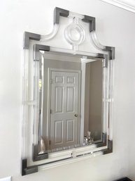 Lillian August Modern Deco Style Beveled Mirror In Acrylic Frame  (LOC: W1)