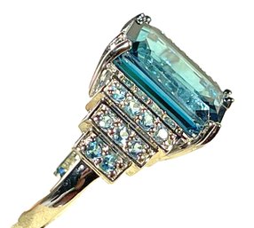 Art Deco Style Sterling Silver Tourmaline Spinel Ladies Ring Size 7