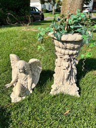 Sweet Angel With Planter, Resin