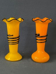 Pair Of Art Glass Vases