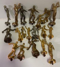 Nineteen Vintage Metal Trophy Toppers Made By FH Noble & Co