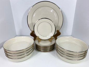 Lenox Soltaire Pattern Large Chop Plate, Coup Soups & Bread And Butter Plates - NICE