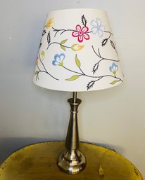 Lamp With Floral Stitched Lampshade