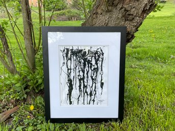 Abstract Black & White Acrylic, Signed & Framed Piece