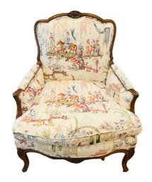 French Bergere Armchair With Chinoiserie Upholstery #2