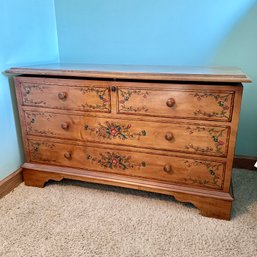 Pretty Vintage Lane Cedar Chest With Floral Decoration