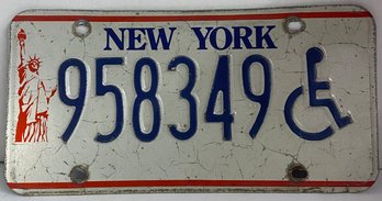 Vintage Handicapped New York License Plate