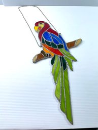 Stained Glass Hanging Parrot With Chain