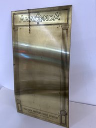 Vintage Anaconda American Brass Sign, Waterbury, CT