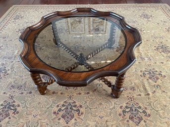 Barley Twist Style Coffee Table With Glass Inset Top