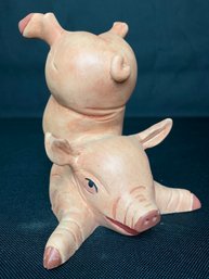 Carved Wooden Pig Sculpture Signed By John Roberts
