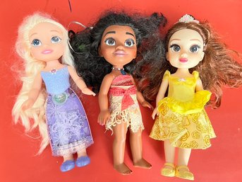 3 Princess Dolls, 2 From Frozen, One From Moana