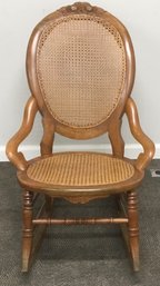 Birds Eye Maple Vintage Caned Rocking Chair