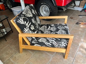 Black And White Upholstered Wooden Chair