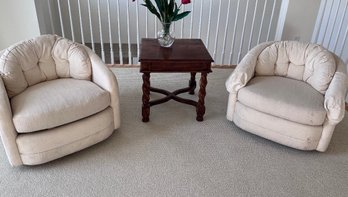 Pair Of Vintage Barrel Swivel Chairs