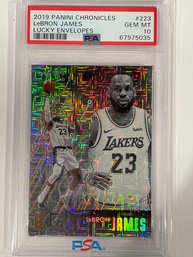 2019 Panini Chronicles LeBron James Lucky Envelopes Card #223  PSA 10    Numbered 8/8   Super Rare Card.
