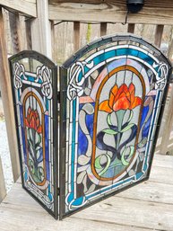 3-panel Stained Glass Firescreen AS-IS