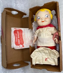 Vintage 1966 Campbells Soup Kid Chef Doll - With Mailing Box - Advertising Promo Offer - Plastic 10 Inch High