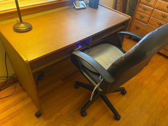 Laminate Desk With Two Pull Out Shelves And Chair