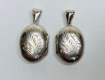 Vintage Pair 925 Sterling Silver Pendant Lockets - Mizpah Friendship - Couples - For Two - Matching