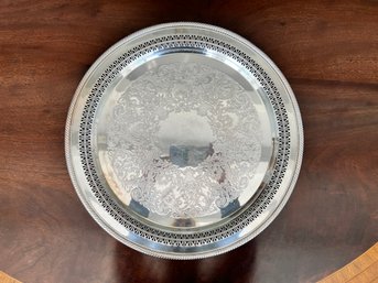 Silver Etched Round Platter