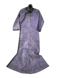 Antique Mens Purple Linen Jacquard Chinese Tang Dress