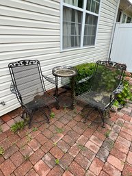 Pair Of Metal Salterini Rocker Chairs W/ Table