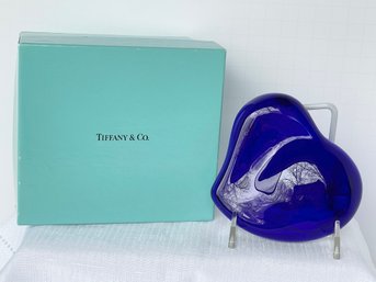Tiffany & Co. Elsa Peretti Cobalt Heart Paperweight 4 Inches Original Box (no Original Paper)