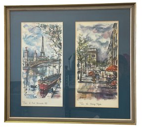 Two Vintage Parisian Watercolors 21' X 19'