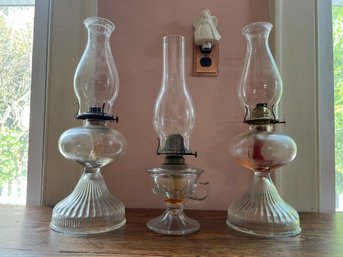 Group Of (3) Oil Lamps