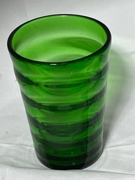 Forest Green Glass Ribbed Vase