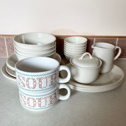 Small Set Of Corning Ware And Two Soup Mugs