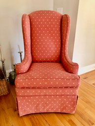 Sweet And Petite Wing Chair, Salmon With Yellow Butterflies