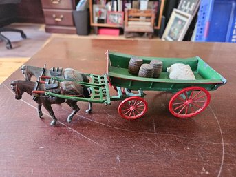 Auction Item #113 - Vintage Britain's Horse Drawn Farm Wagon 2-Horses & Accessories Excellent Condition