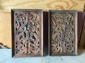 2 Glass Panel With Wooden Scroll Work