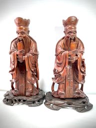 Vintage Chinese Wood Carved Statues