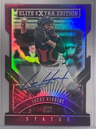 2015 Panini Elite Extra Edition Lucas Herbert Autographed Refractor Card #55   Numbered 59/75