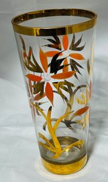 Orange & Gold Glass Floral Vase