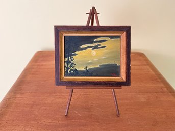 Miniature Oil Painting On Easel By Kevin Casey