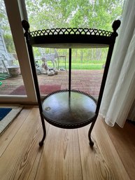 Brass, Wood, Metal Galleried, Antique End Table, Lovely