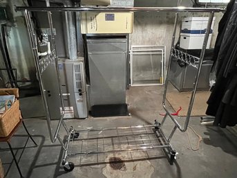 Stainless Steel, Double Bar, Rolling Clothes Rack #1 Of 2