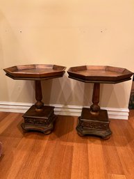 Wood Pedestal Tables, Bun Feet, Pie Top