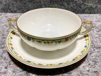 Haviland France Double Handled Soup Bowl With Saucer