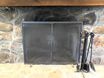 Contemporary Fireplace Screen & Tool Set