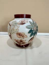 Floral Decorated Bulbous Form Vase